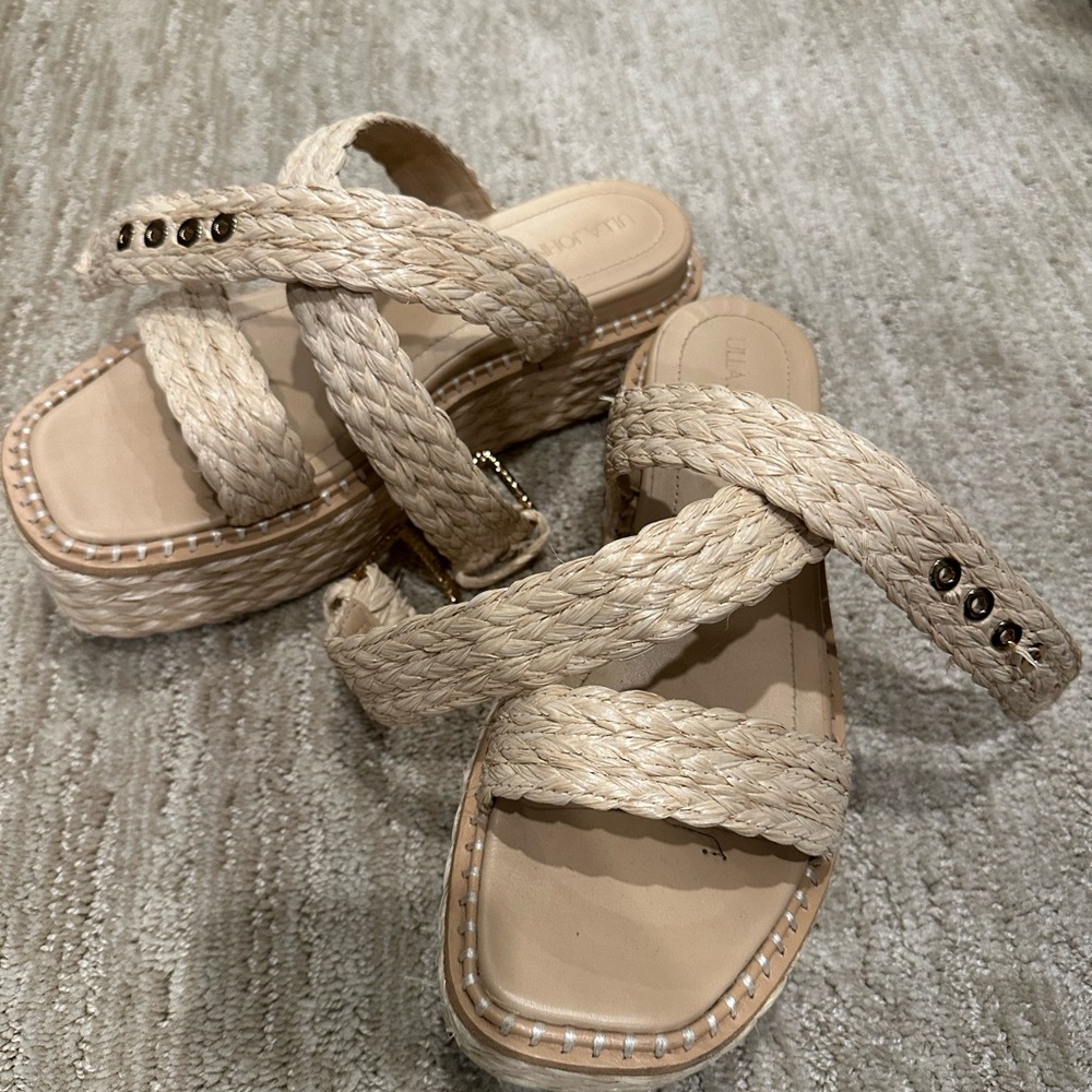 Ulla Johnson Braided Platform Sandals - Tan Size 39 Raffia